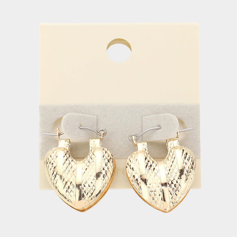 Madeline Love Gold 14K Gold Dipped Heart Metal Pin Catch Earrings