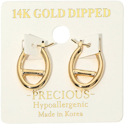 Madeline Love Gold 14K Gold Dipped Hypoallergenic Oval Pin Catch Hoop Earrings