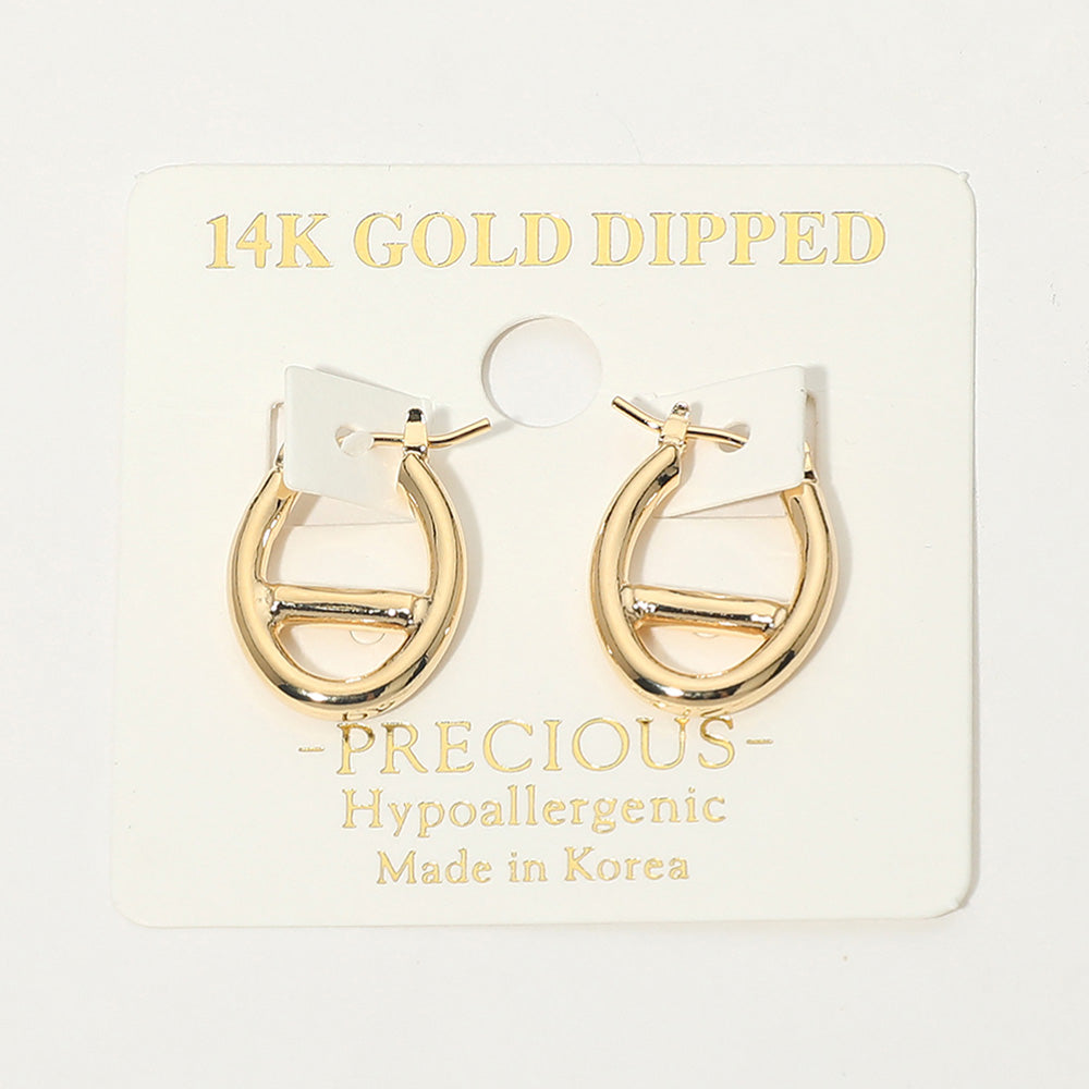 Madeline Love Gold 14K Gold Dipped Hypoallergenic Oval Pin Catch Hoop Earrings - desc