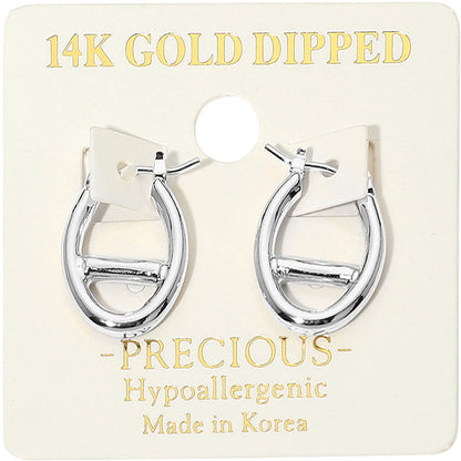 Madeline Love Rhodium 14K Gold Dipped Hypoallergenic Oval Pin Catch Hoop Earrings