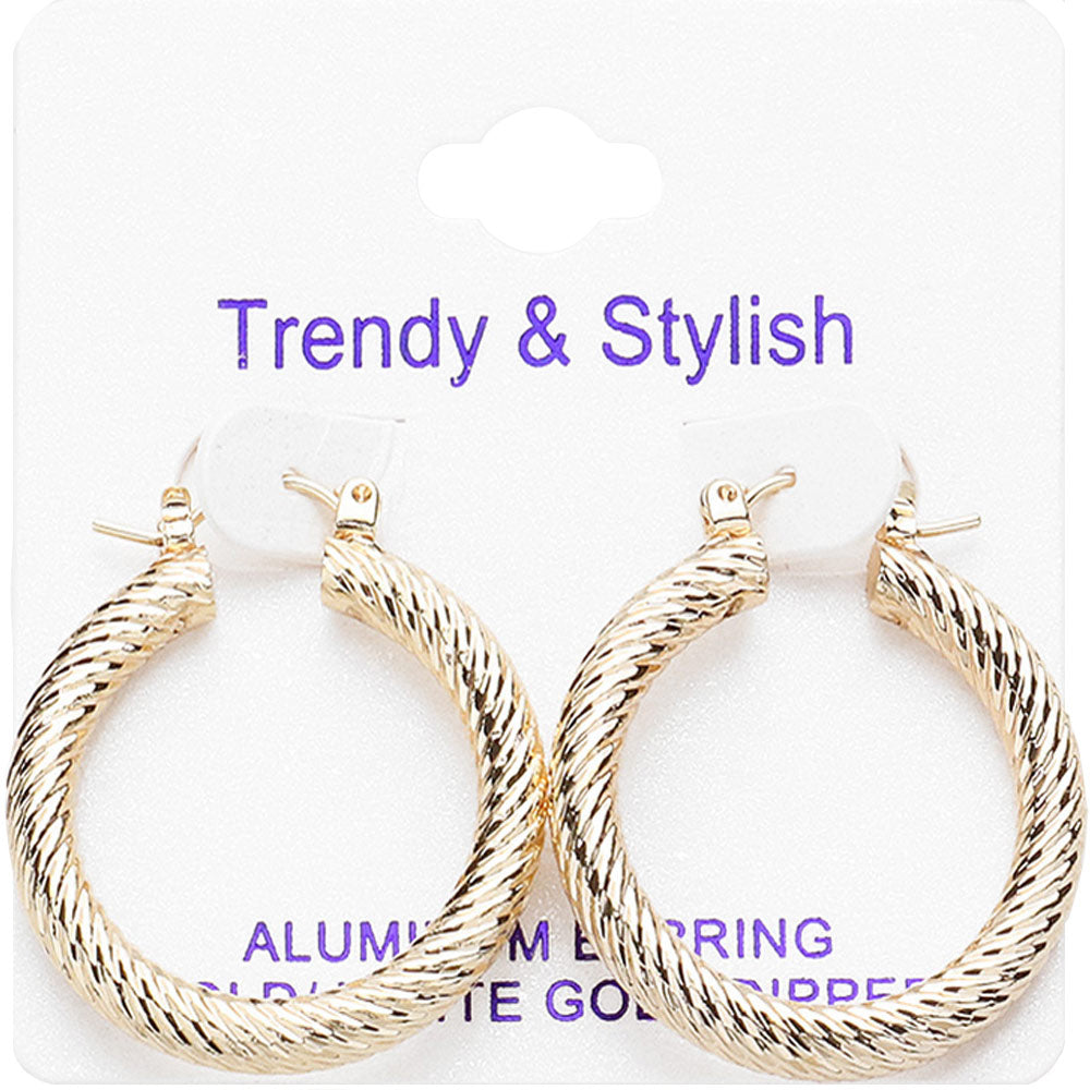 Madeline Love Gold Gold Dipped Twisted Pin Catch Hoop Earrings