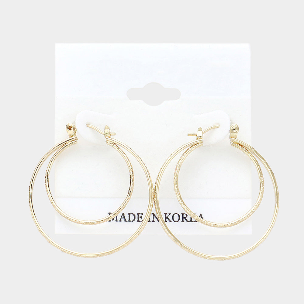Madeline Love Gold Double Metal Hoop Pin Catch Earrings
