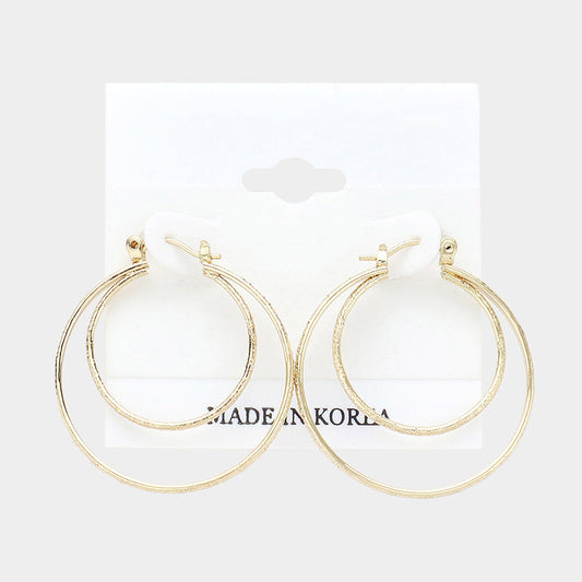 Madeline Love Gold Double Metal Hoop Pin Catch Earrings