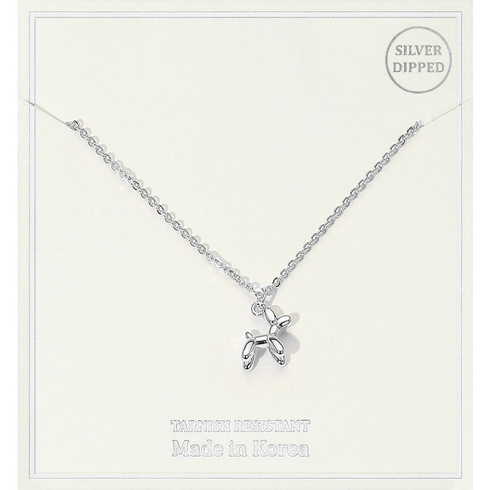 Madeline Love Rhodium Silver Dipped Balloon Dog Pendant Necklace - Necklaces