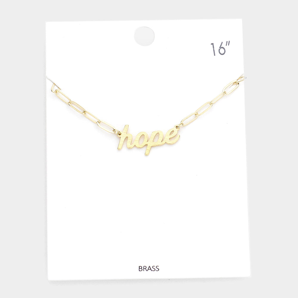 Madeline Love Gold hope Brass Metal Message Pendant Necklace - Necklaces