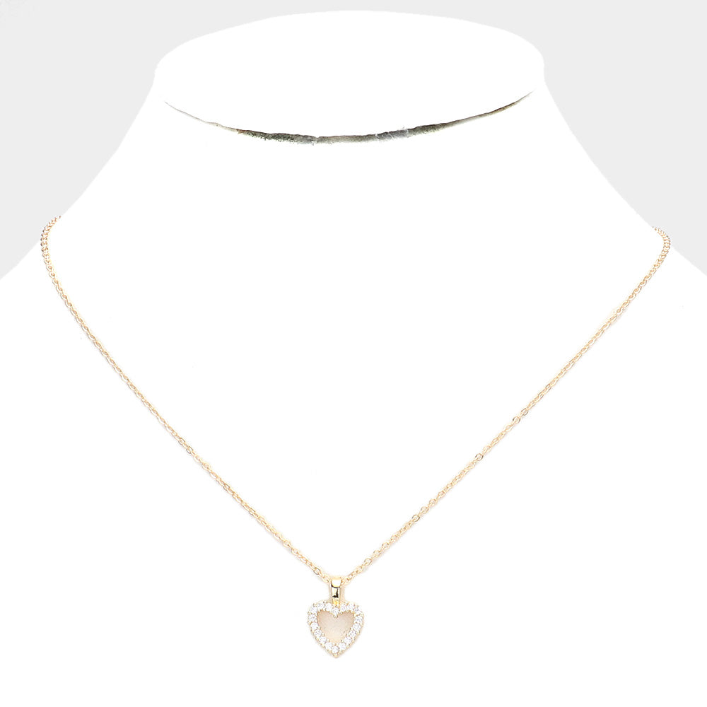 CZ Heart Pendant Necklace
