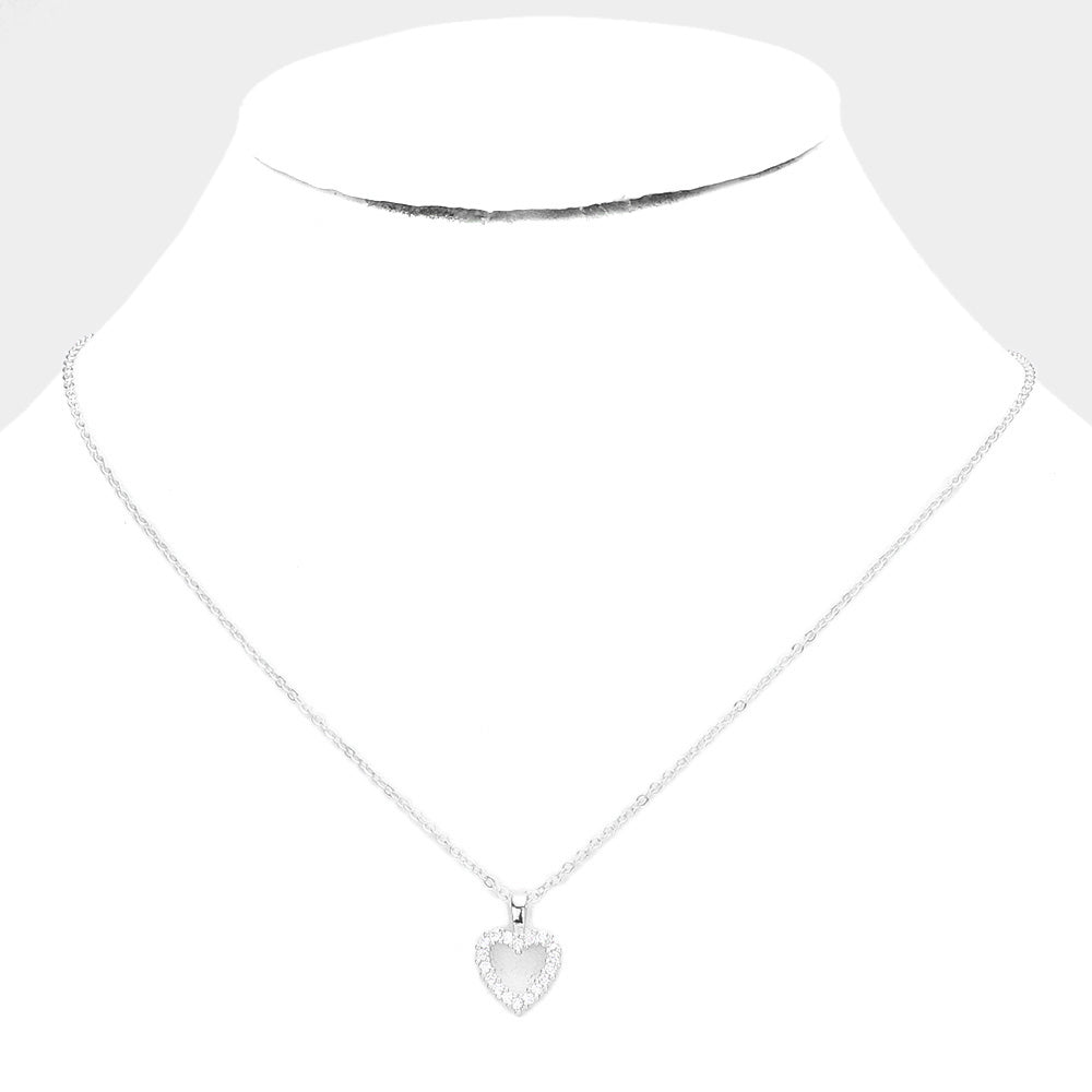CZ Heart Pendant Necklace