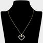 CZ Stone Paved Open Heart Pendant Necklace