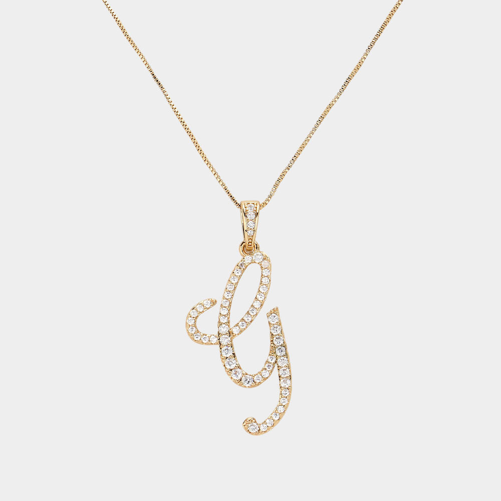 Madeline Love Gold, ~G~ -G- CZ Initial Monogram Pendant Necklace - Jewelry