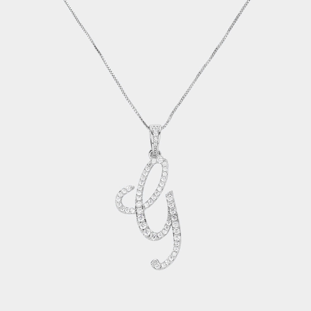 Madeline Love Silver, ~G~ -G- CZ Initial Monogram Pendant Necklace - Jewelry