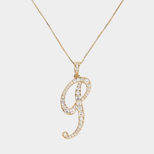 Madeline Love Gold, ~P~ -P- CZ Initial Monogram Pendant Necklace - Jewelry