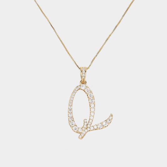 Madeline Love Gold, ~Q~ -Q- CZ Initial Monogram Pendant Necklace - Jewelry