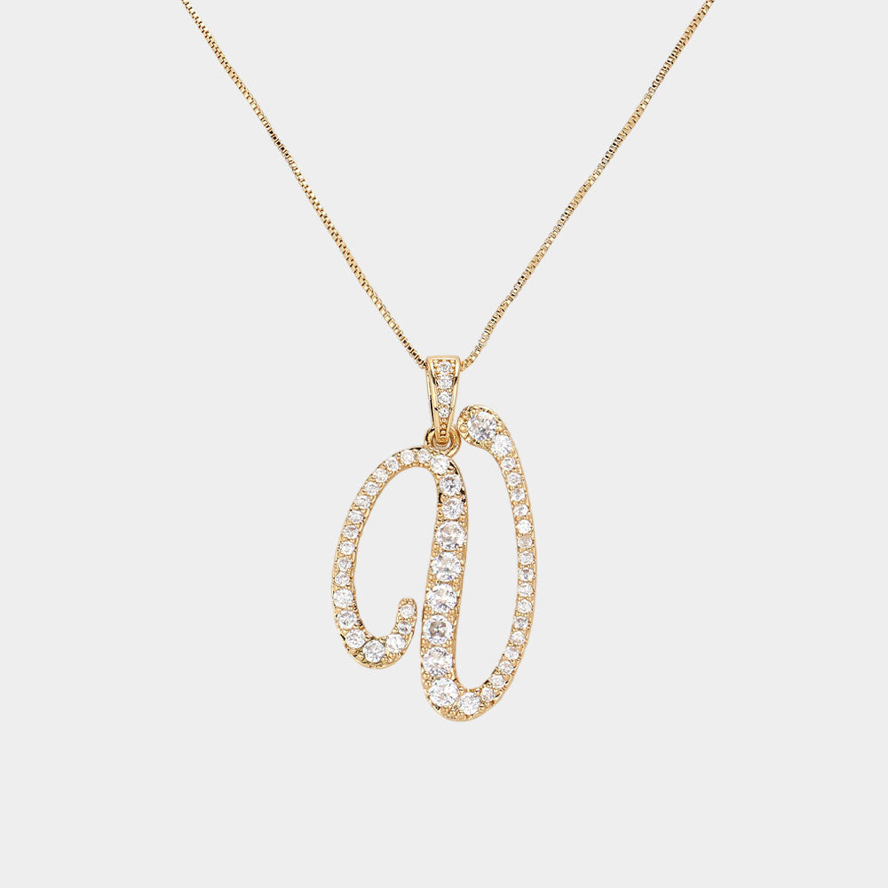 Madeline Love Gold, ~V~ -V- CZ Initial Monogram Pendant Necklace - Jewelry
