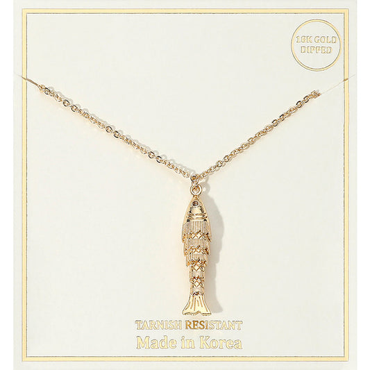 Madeline Love Gold 18K Gold Dipped CZ Stone Accent Fish Pendant Necklace - Jewelry
