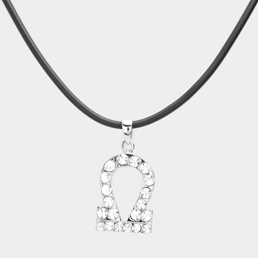 Madeline Love Silver Libra - Stone Embellished Zodiac Pendant Necklace - Necklaces