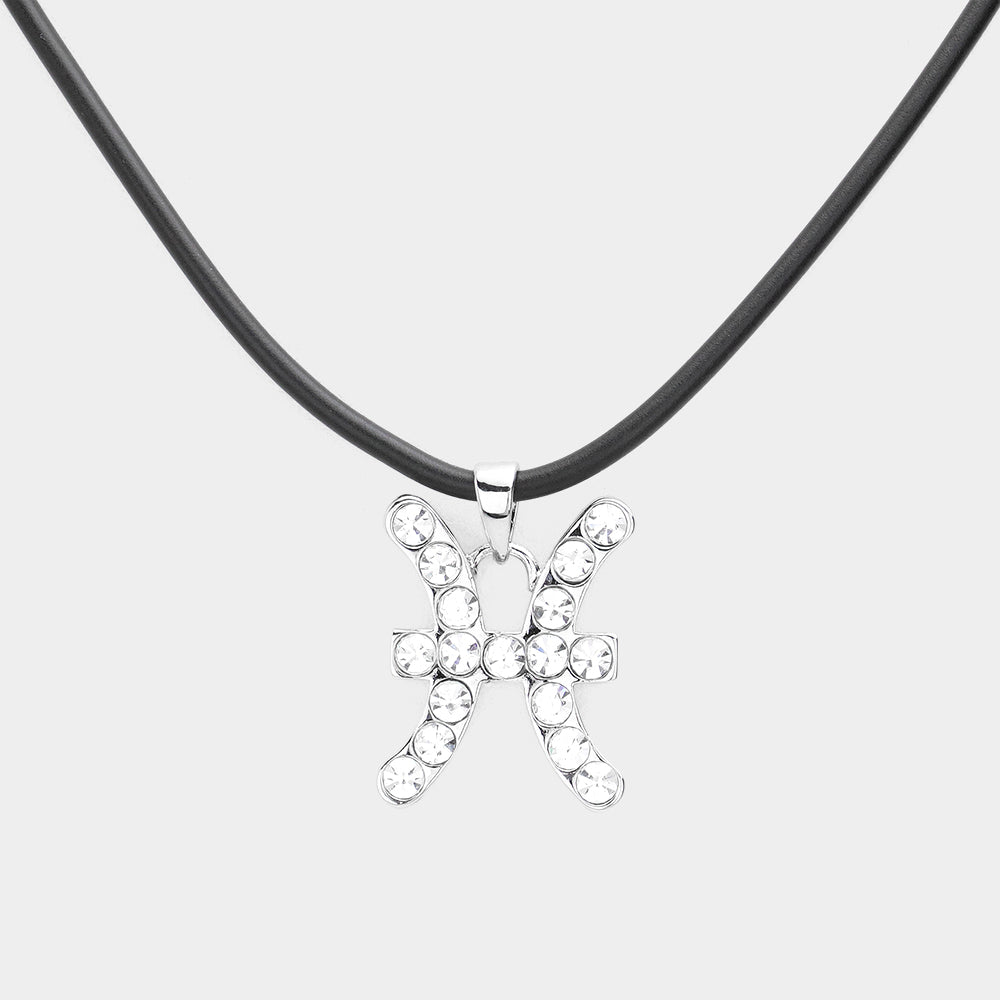Madeline Love Silver Pisces - Stone Embellished Zodiac Pendant Necklace - Necklaces