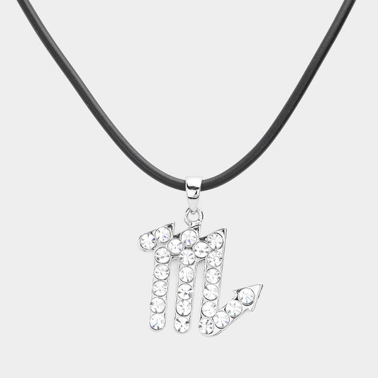 Madeline Love Silver Scorpio - Stone Embellished Zodiac Pendant Necklace - Necklaces