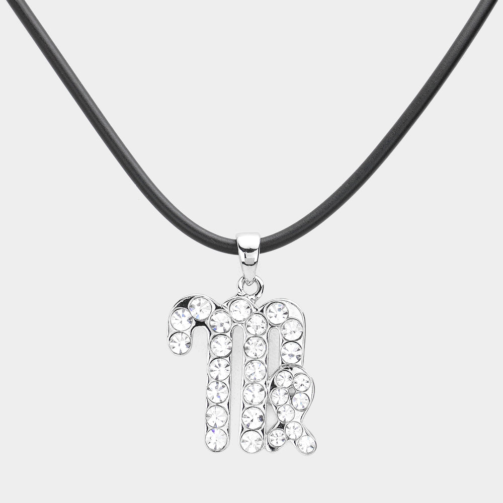 Madeline Love Silver Virgo - Stone Embellished Zodiac Pendant Necklace - Necklaces