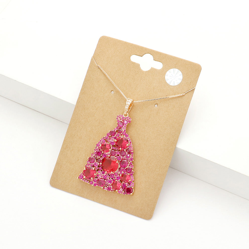 Madeline Love Fuchsia CZ Dress Pendant Necklace - Necklaces