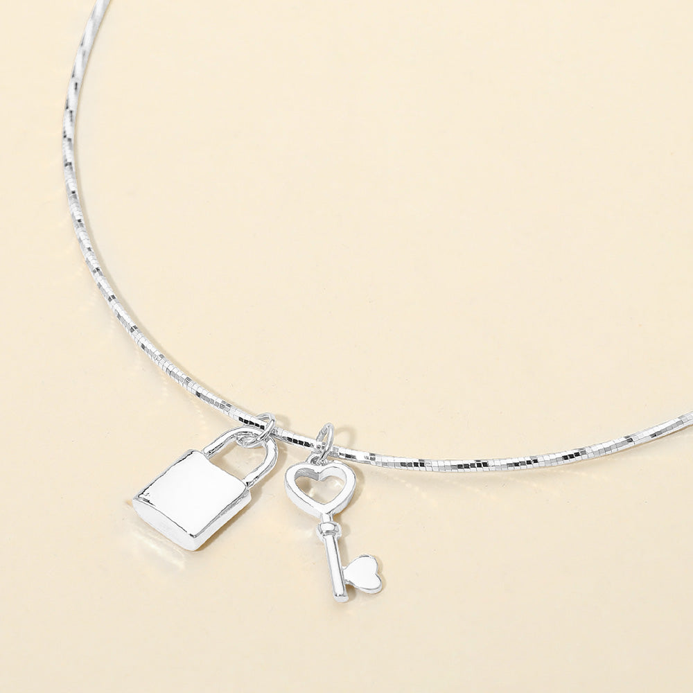 Madeline Love Rhodium Padlock Key Pendant Necklace - Necklaces