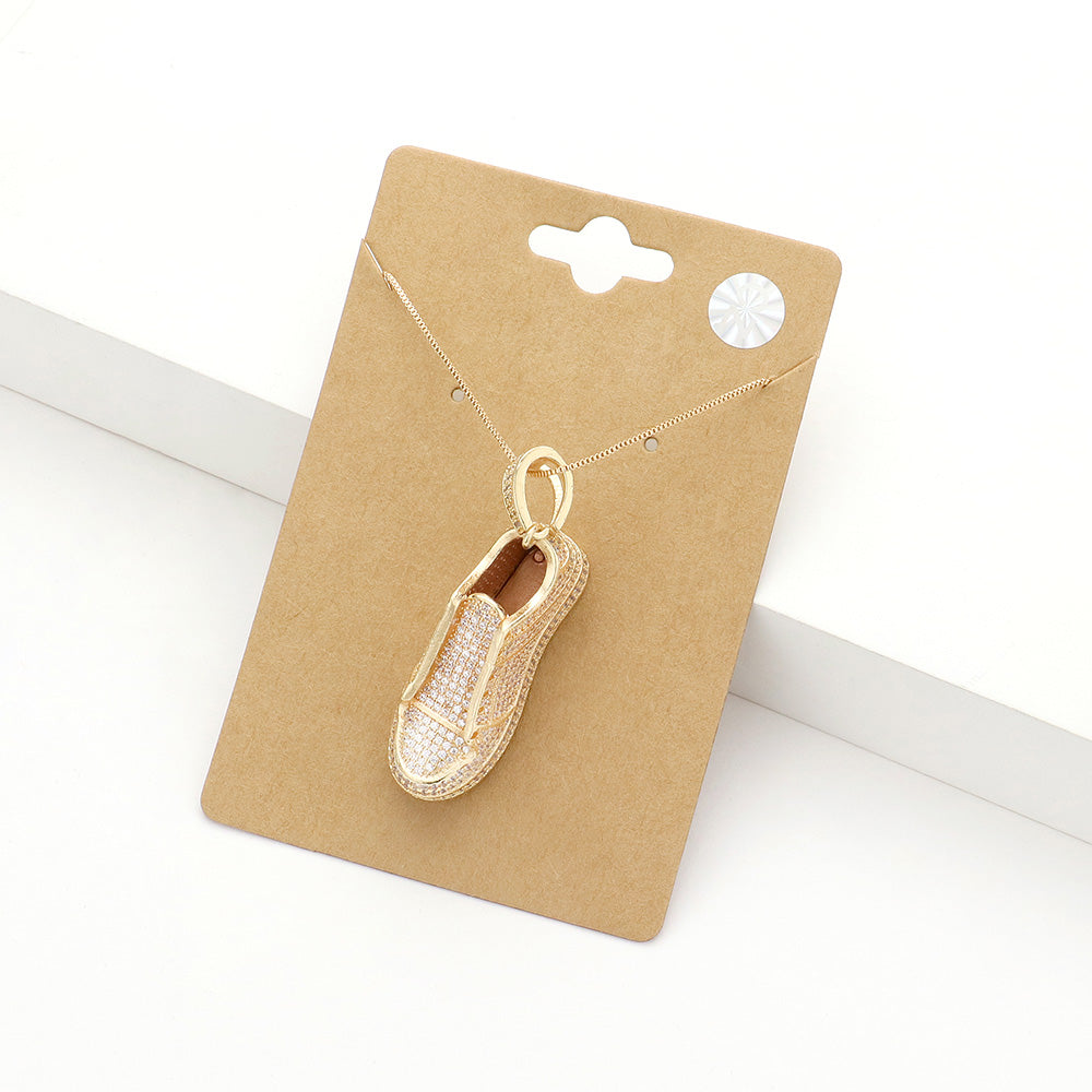 Madeline Love Gold CZ Sneaker Pendant Necklace - Necklaces