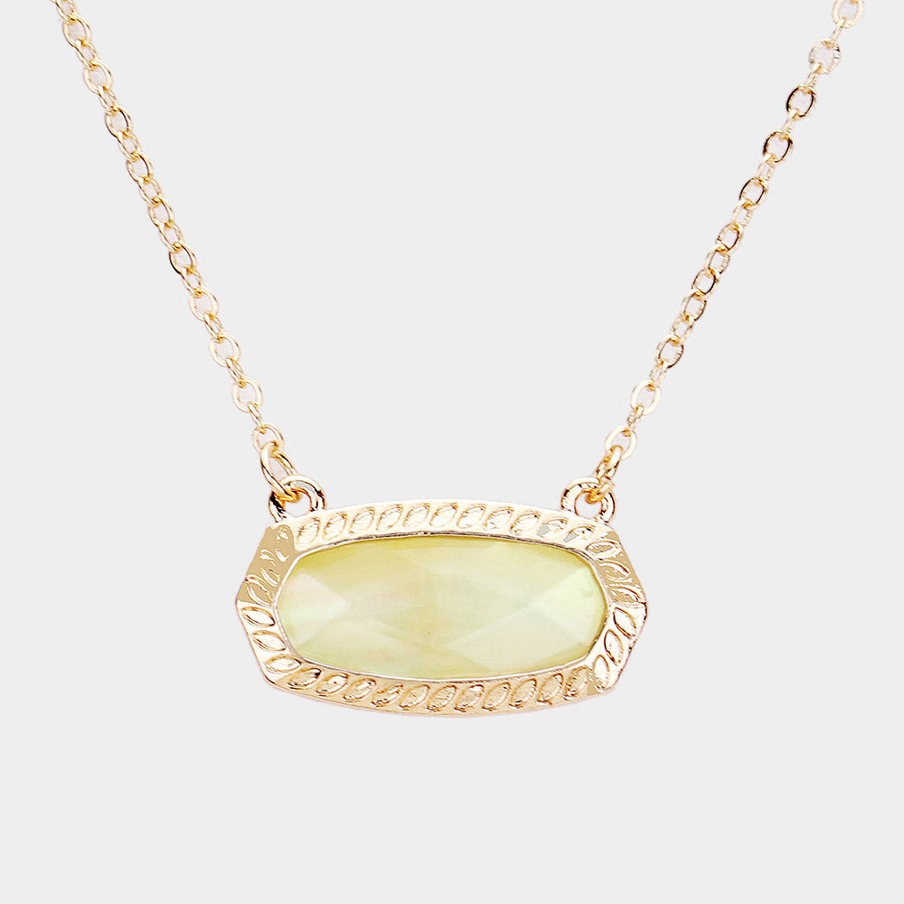 Madeline Love Gold, Yellow Hexagon Stone Pendant Necklace - Necklaces