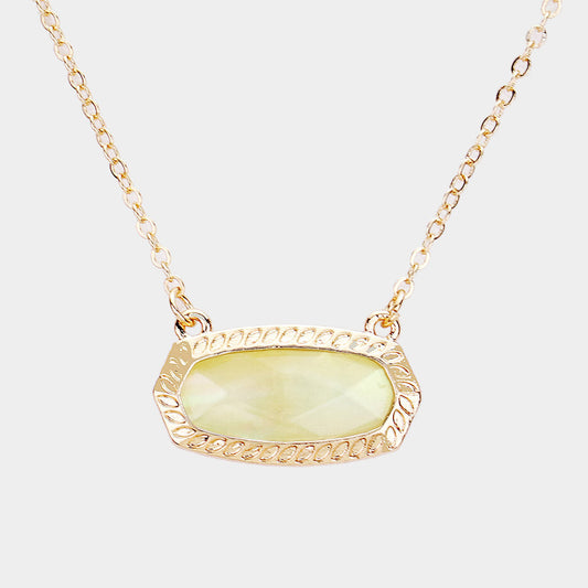 Madeline Love Gold, Yellow Hexagon Stone Pendant Necklace - Necklaces