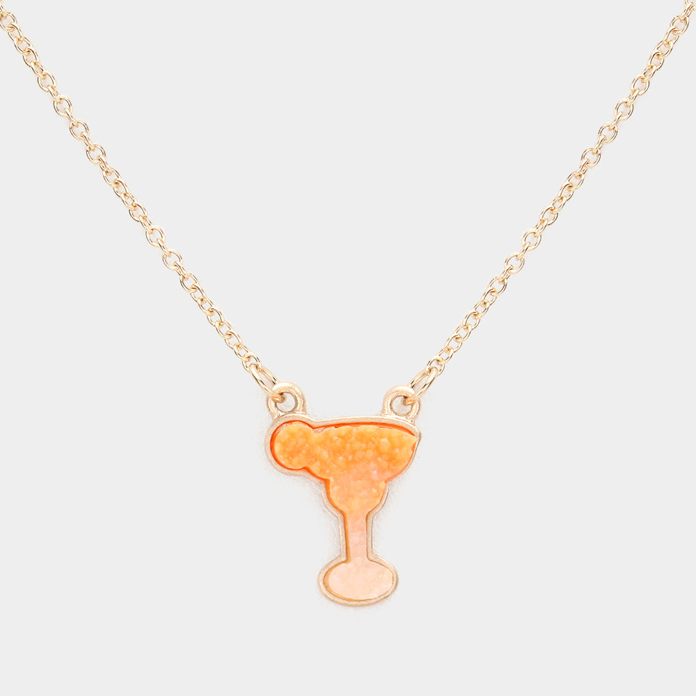 Madeline Love Orange, White Druzy Cocktail Pendant Necklace - Necklaces