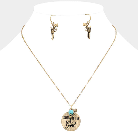 Madeline Love Worn Gold "Southern Girl" Gun Charm Necklace - Necklaces