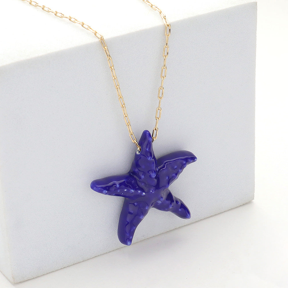 Madeline Love Blue, Gold Starfish Pendant Necklace - Jewelry