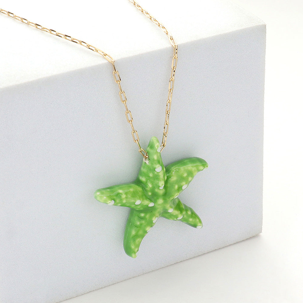 Madeline Love Gold, Green Starfish Pendant Necklace - Jewelry