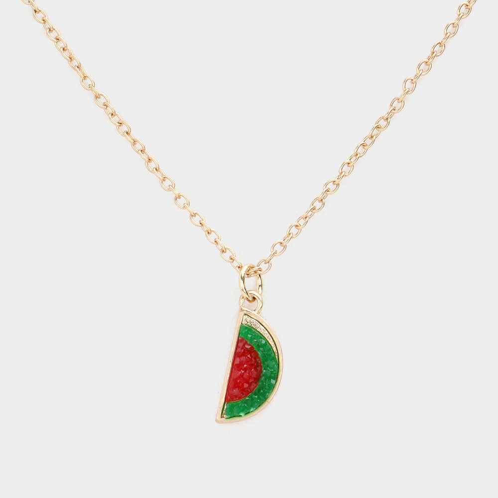 Madeline Love Red Druzy Watermelon Pendant Necklace - Necklaces