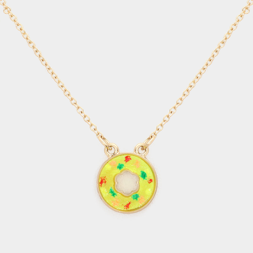 Madeline Love Neon, Yellow Druzy Donut Pendant Necklace - Necklaces