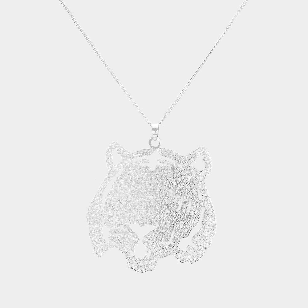 Madeline Love Rhodium Tiger Face Filigree Pendant Necklace - Necklaces