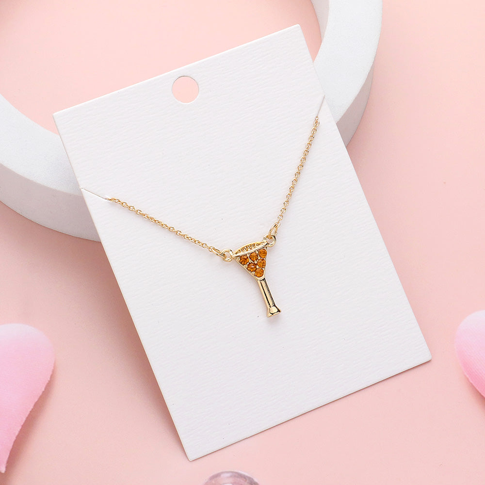 Madeline Love Gold, Yellow Rhinestone Embellished Cocktail Pendant Necklace - Necklaces