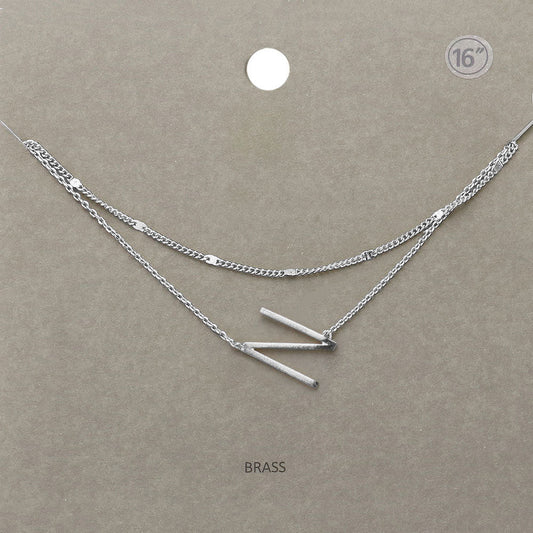 Madeline Love Rhodium -N- Initial Monogram Brass Metal Necklace - Necklaces