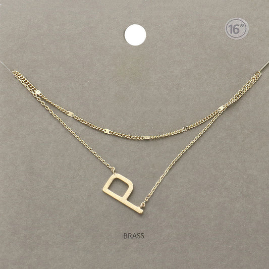Madeline Love Gold -P- Initial Monogram Brass Metal Necklace - Necklaces