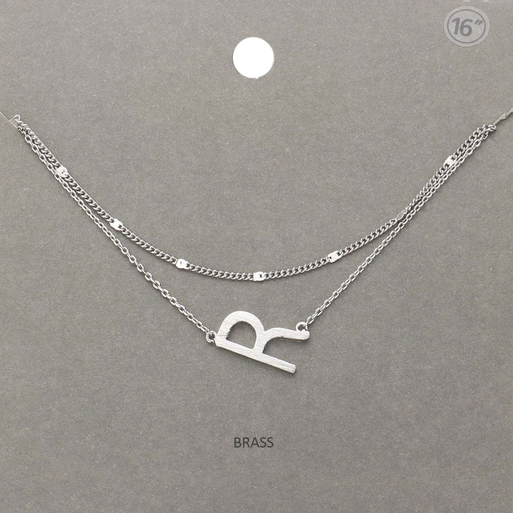 Madeline Love Rhodium -R- Initial Monogram Brass Metal Necklace - Necklaces