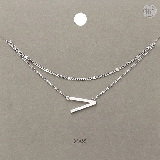 Madeline Love Rhodium -V- Initial Monogram Brass Metal Necklace - Necklaces
