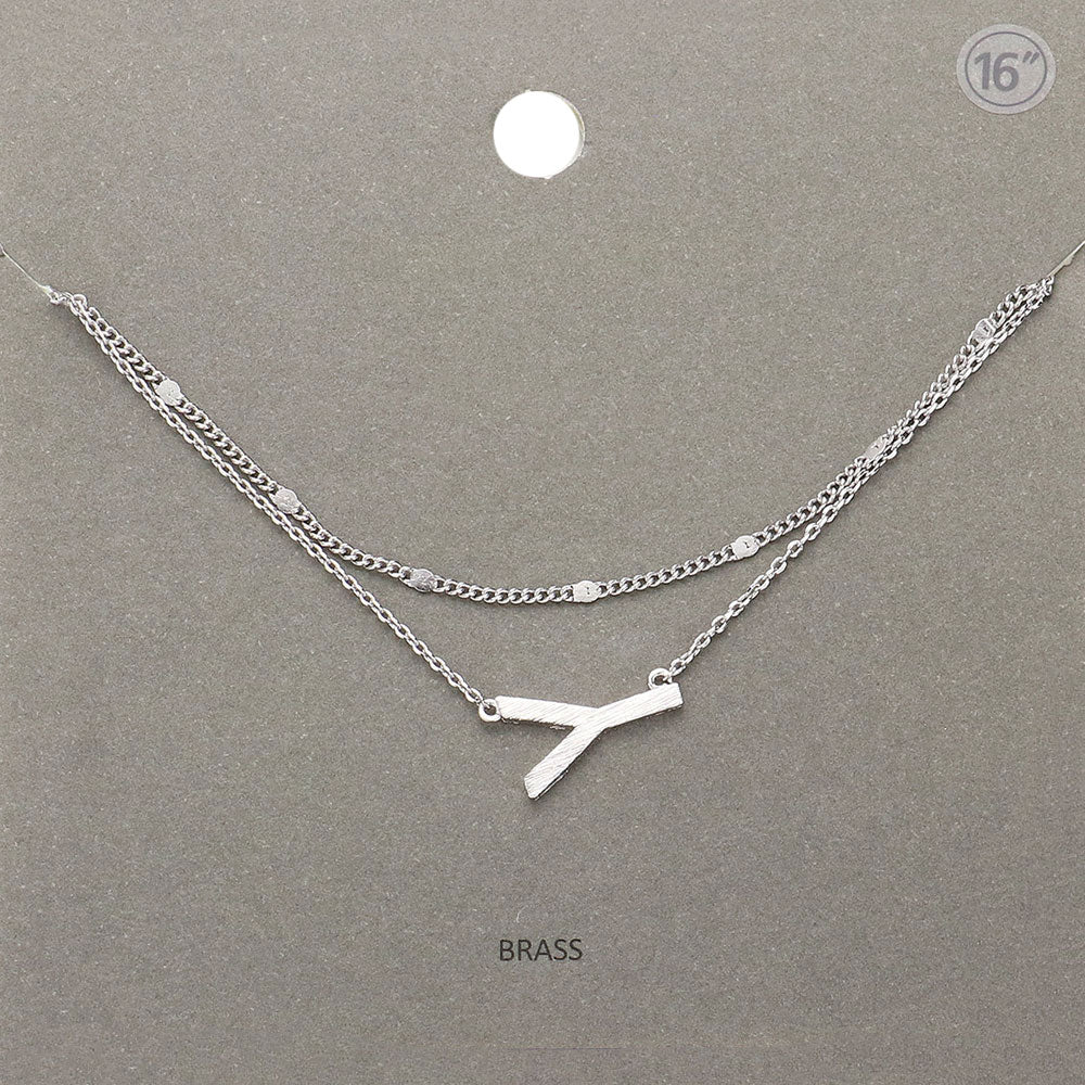 Madeline Love Rhodium -Y- Initial Monogram Brass Metal Necklace - Necklaces
