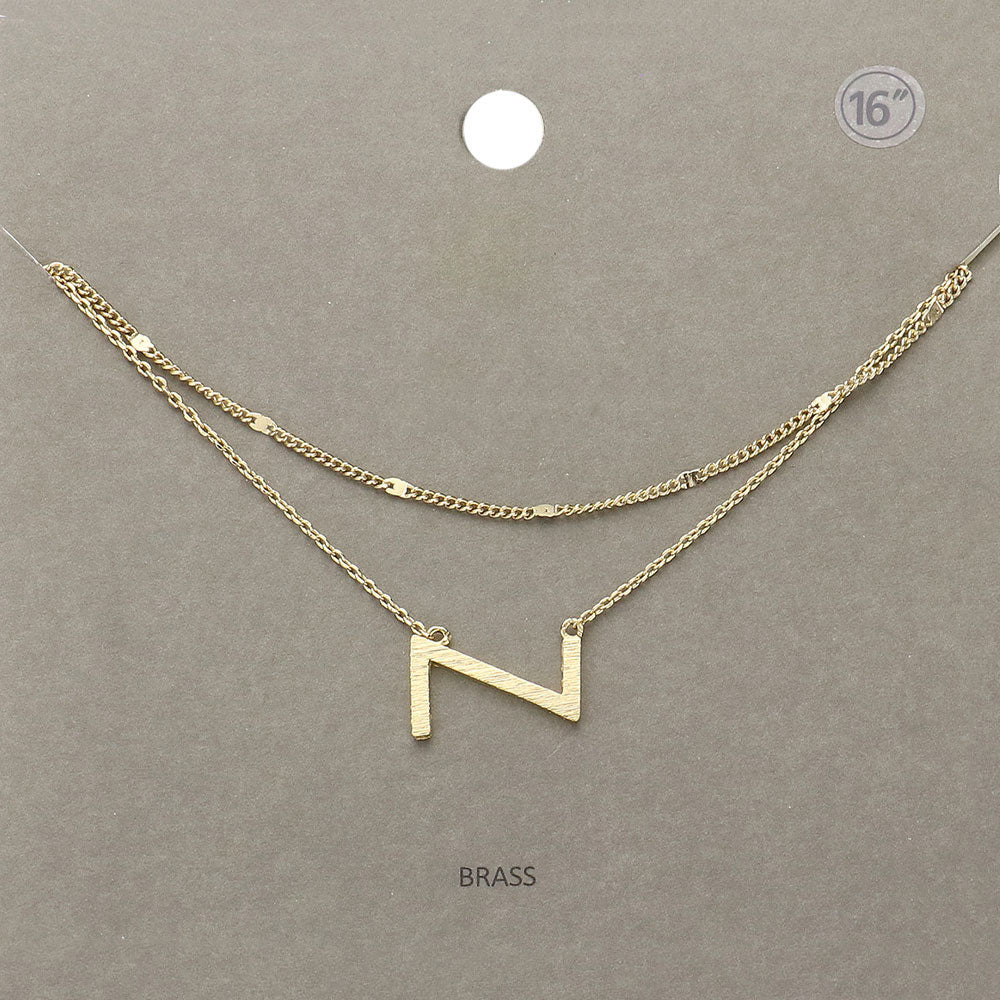 Madeline Love Gold -Z- Initial Monogram Brass Metal Necklace - Necklaces