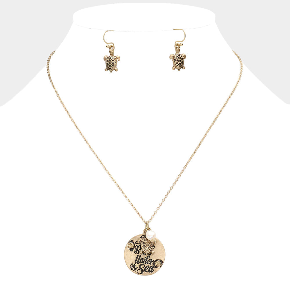 Worn Gold "Life Is Better Under The Sea" Pendant Necklace