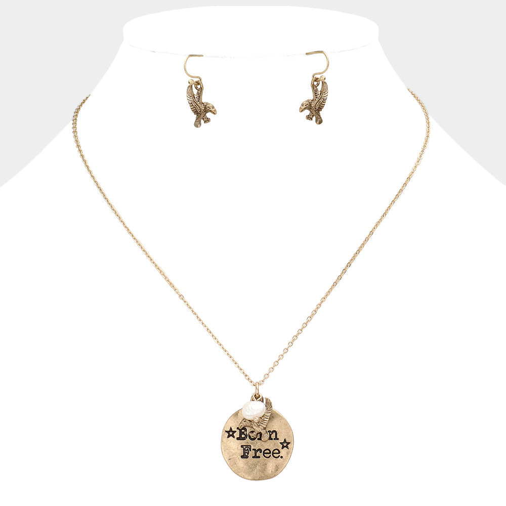 Madeline Love Worn Gold "Born Free" Charm Pendant Necklace - Necklaces