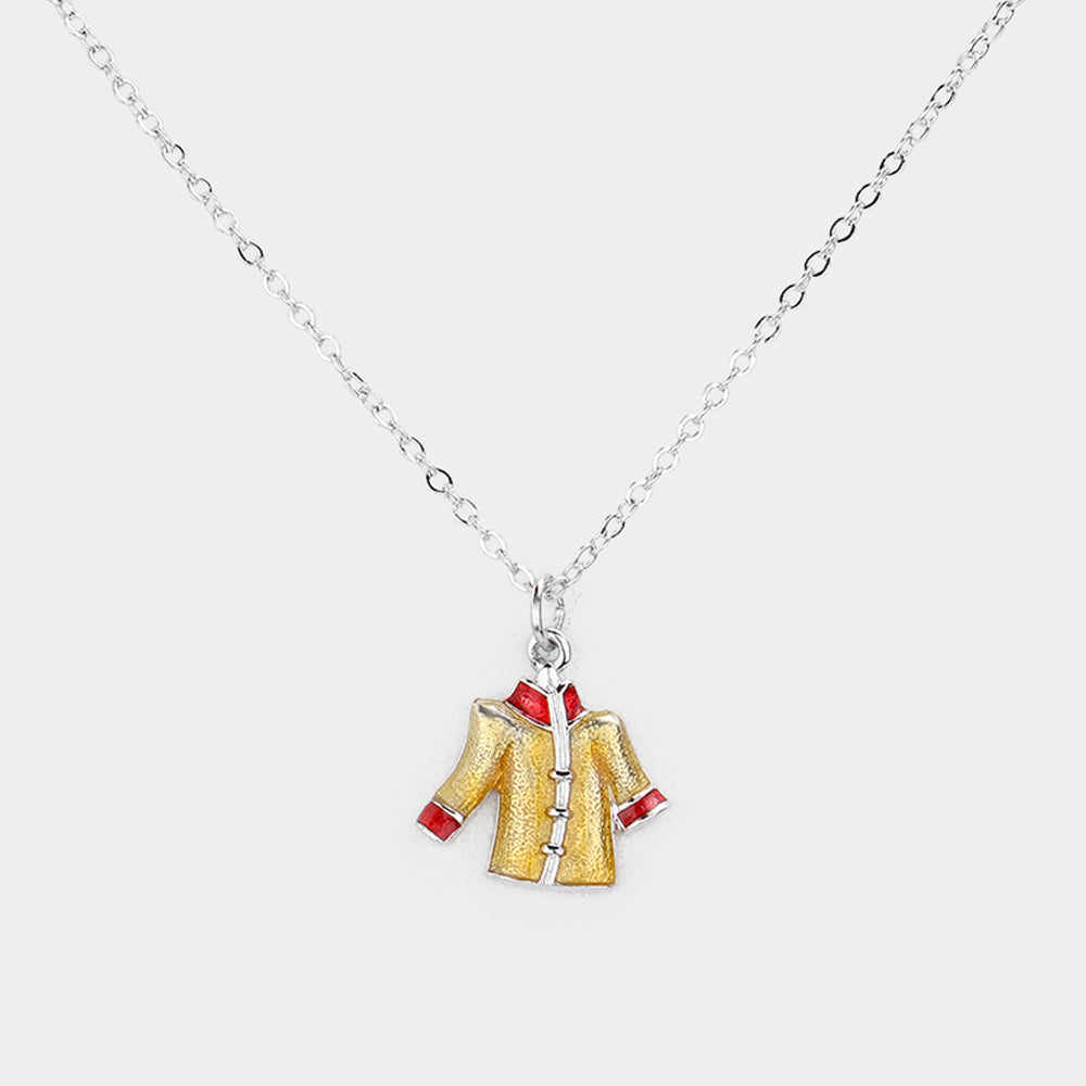 Madeline Love Orange Enamel Cloth Pendant Necklace - Necklaces