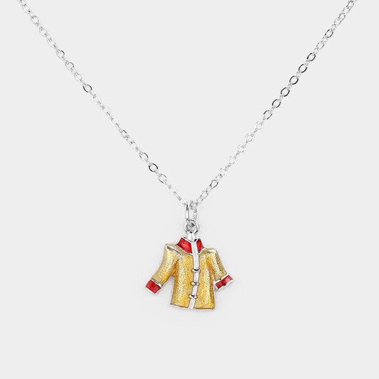Madeline Love Orange Enamel Cloth Pendant Necklace - Necklaces