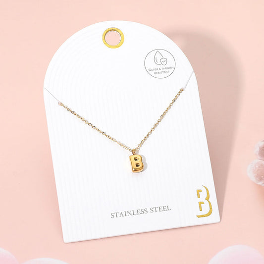 Madeline Love Gold, ~B~ -B- Stainless Steel Monogram Pendant Necklace - Jewelry