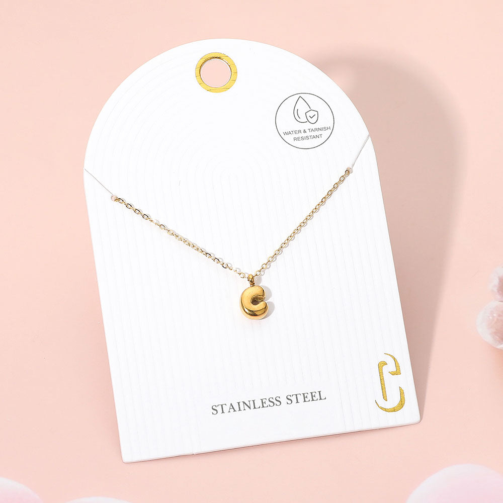 Madeline Love Gold, ~C~ -C- Stainless Steel Monogram Pendant Necklace - Jewelry