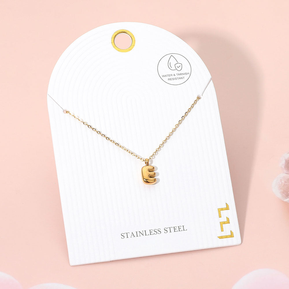 Madeline Love Gold, ~E~ -E- Stainless Steel Monogram Pendant Necklace - Jewelry