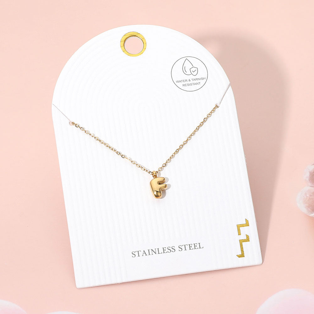 Madeline Love Gold, ~F~ -F- Stainless Steel Monogram Pendant Necklace - Jewelry