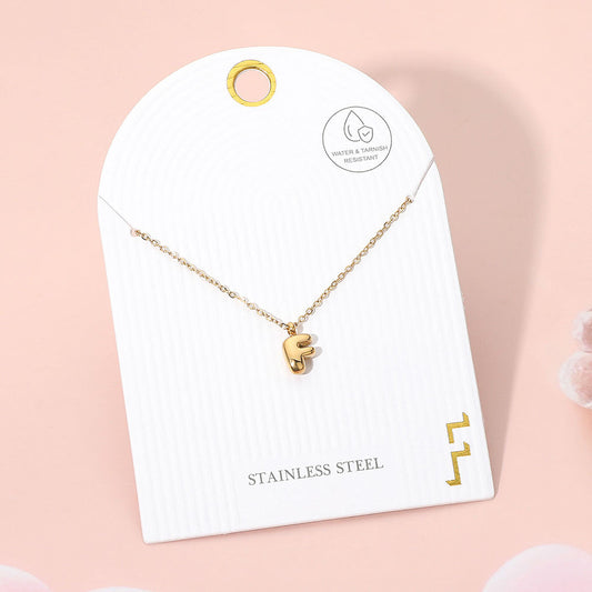 Madeline Love Gold, ~F~ -F- Stainless Steel Monogram Pendant Necklace - Jewelry